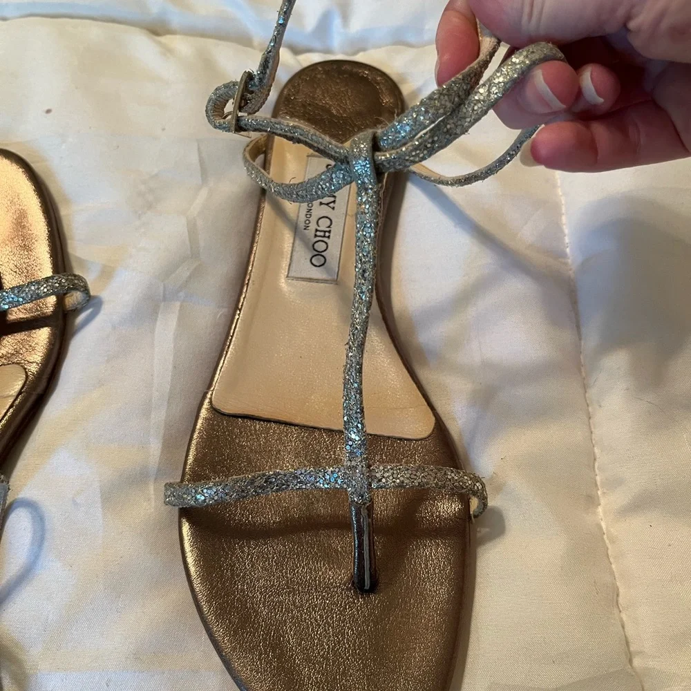 Jimmy Choo Sparkly Flat Sandals